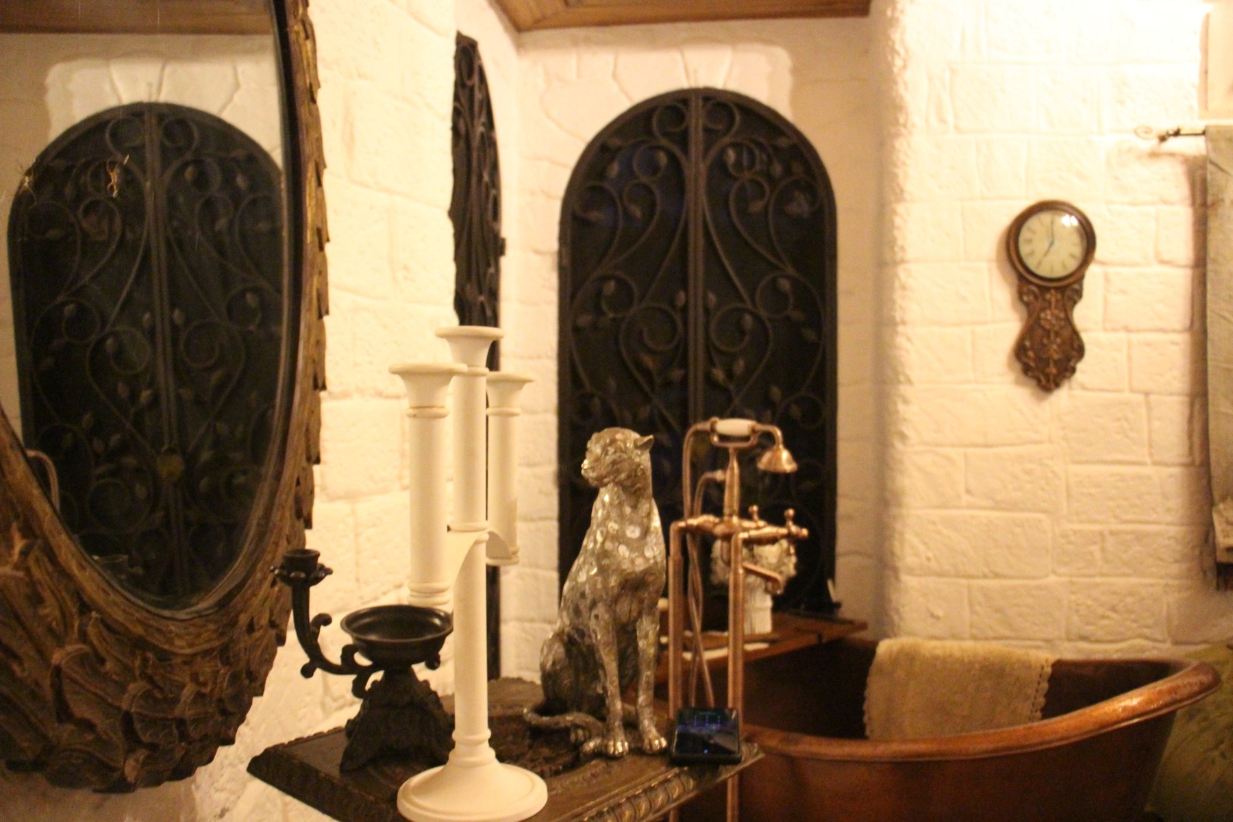 Arched openings and interior details at Bluebird Homestead
